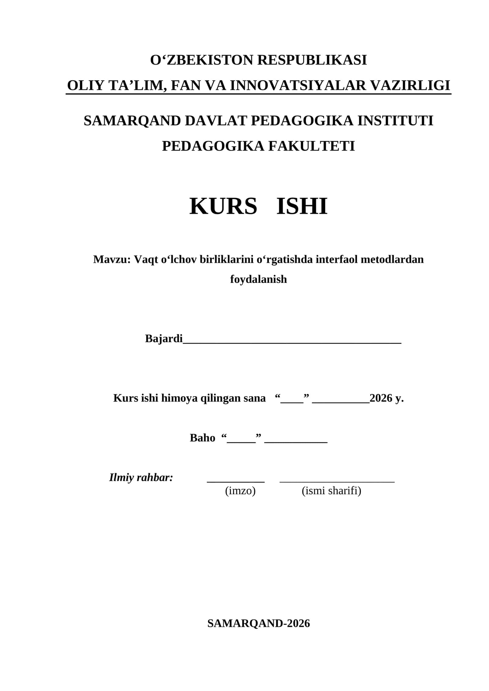 Vaqt o‘lchov birliklarini o‘rgatishda interfaol metodlardan foydalanish