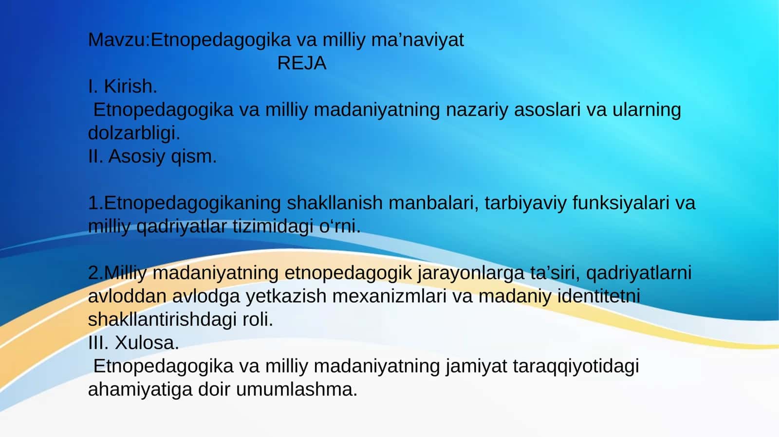 Etnopedagogika va milliy ma’naviyat