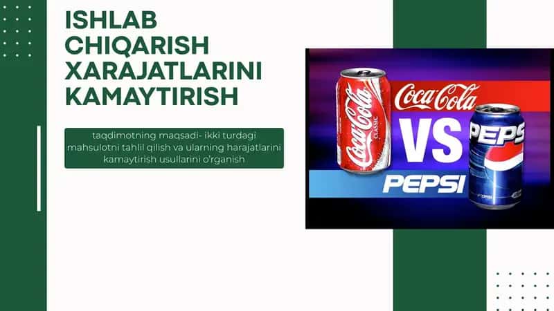 ISHLAB CHIQARISH XARAJATLARINI KAMAYTIRISH