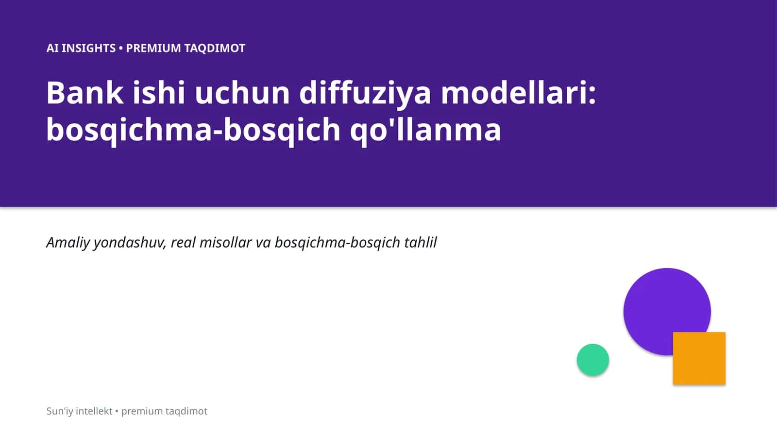 Bank ishi uchun diffuziya modellari