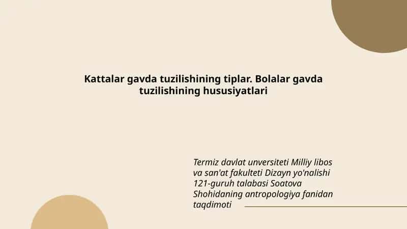 Antropologiya fanidan taqdimoti