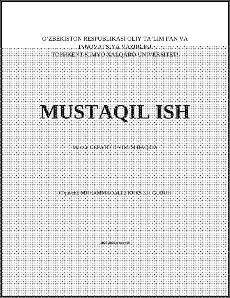 GEPATIT B VIRUSI HAQIDA