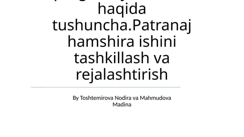 Universal progressiya modeli haqida tushuncha