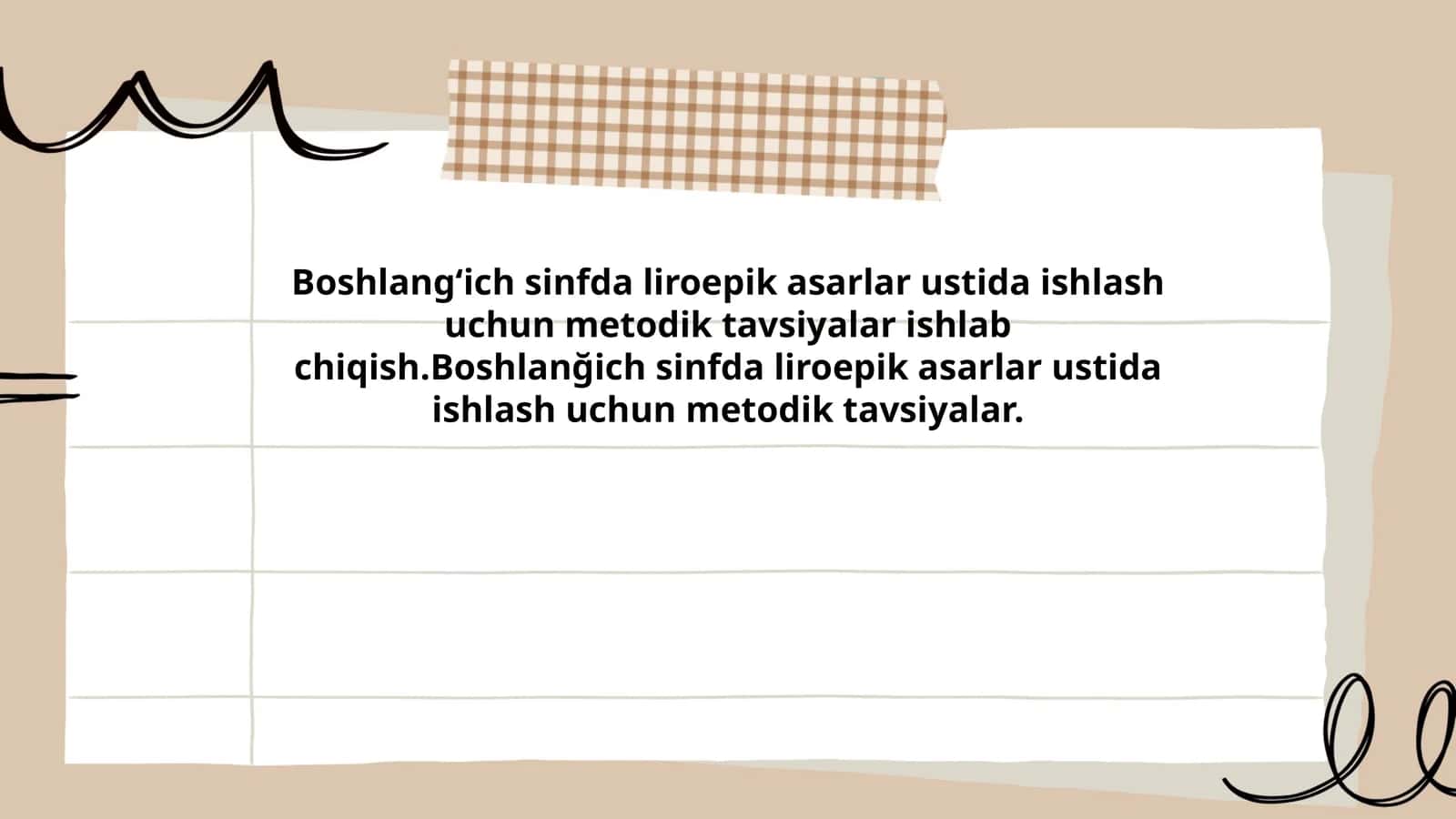 Boshlangʻich sinfda liroepik asarlar ustida ishlash uchun metodik tavsiyalar
