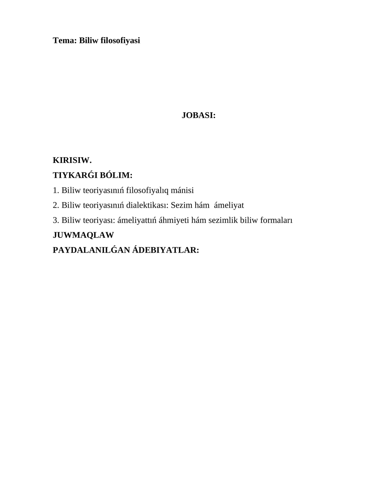 Biliw filosofiyasi
