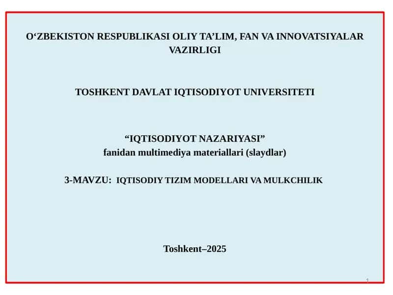 IQTISODIYOT NAZARIYASI