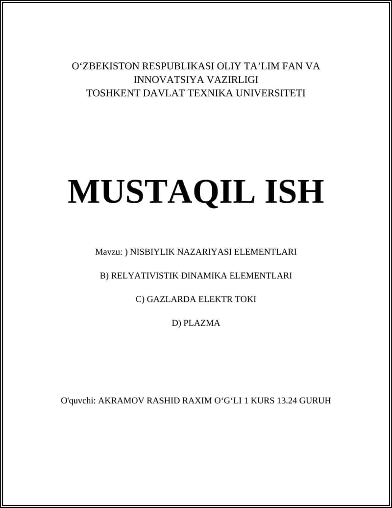 Maxsus nisbiylik nazariyasi