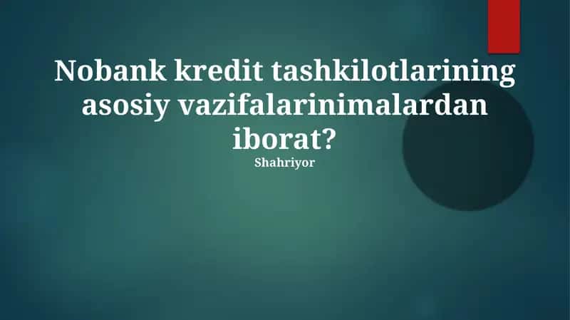 Nobank kredit tashkilotlari (NKT)