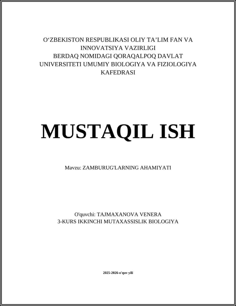 ZAMBURUG'LARNING AHAMIYATI