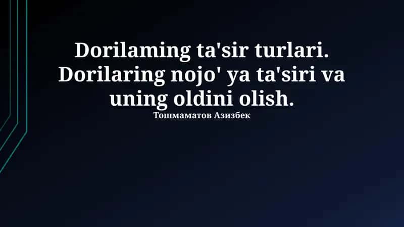 Dori ta'sirining turlari