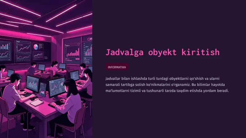 Jadvalga obyekt kiritish