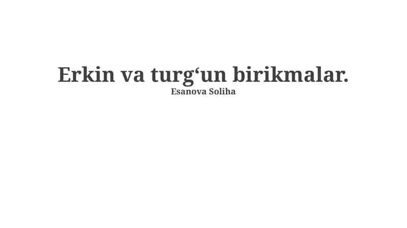Erkin va turg‘un birikmalar