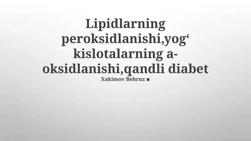 Lipid Peroksidlanishi va Alfa-Oksidlanishning O'zaro Ta'siri
