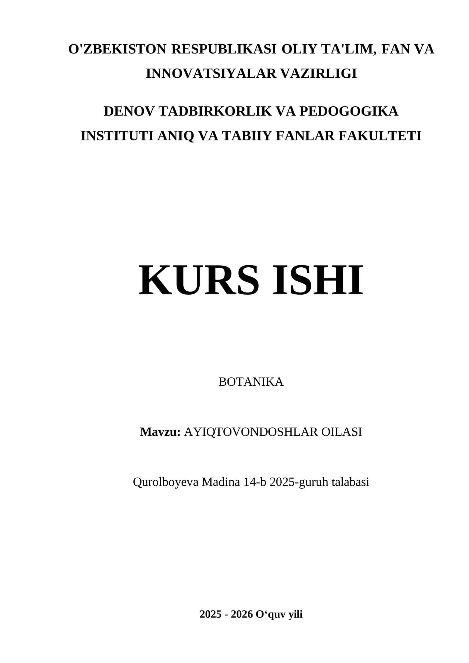 Ayiqtovondoshlar oilasi