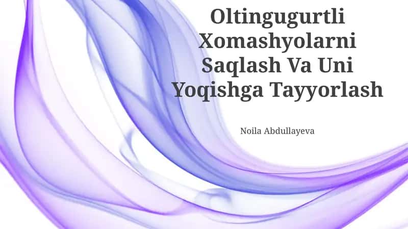 Oltingugurtli Xomashyolarni Saqlash Va Uni Yoqishga Tayyorlash