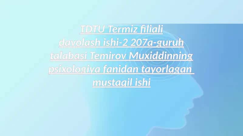 MDH davlatlardagi sogʻliqni saqlashdagi psixolog xizmatlarningva yevropa davlatlaridagi psixologiya