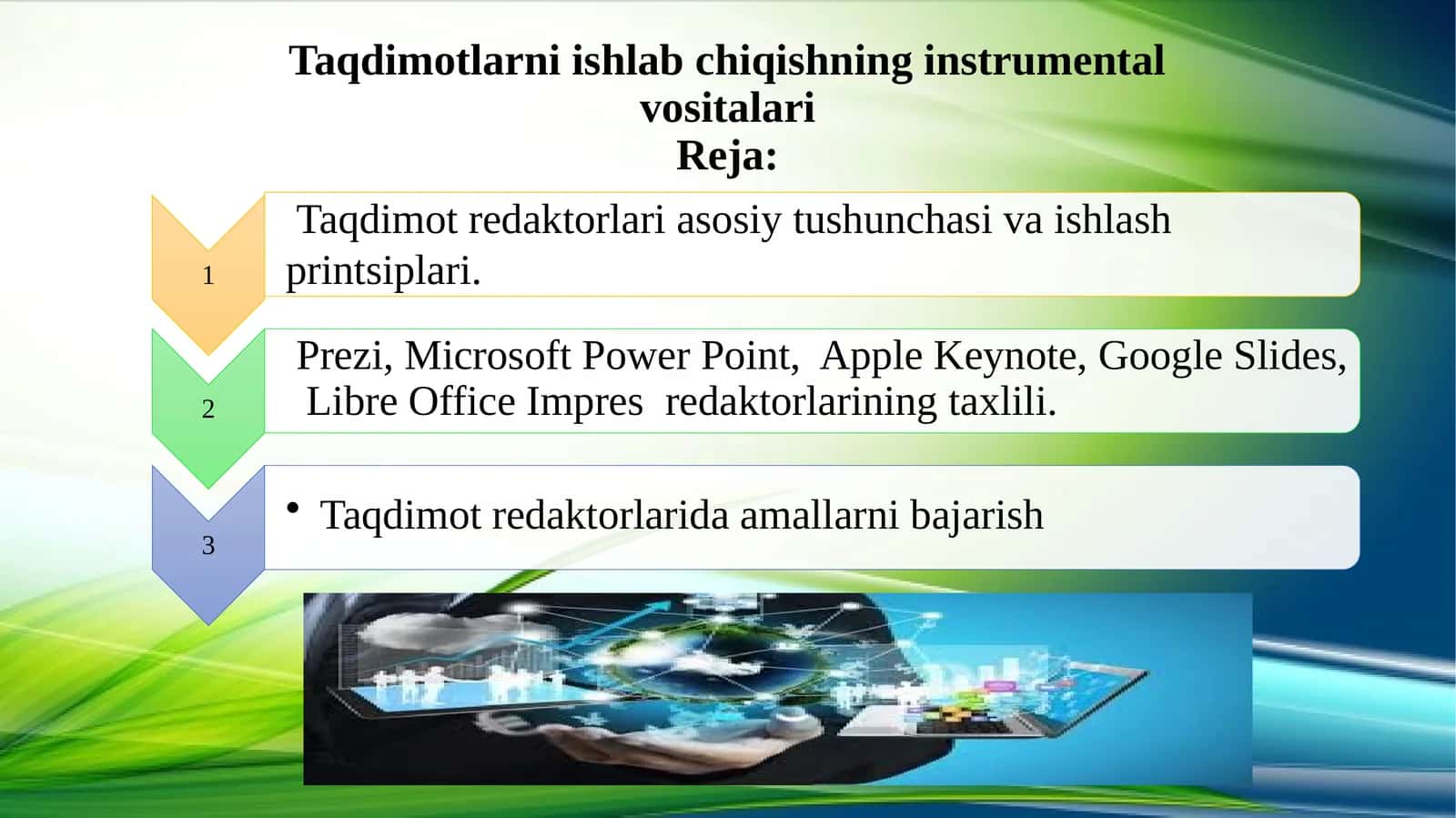 Taqdimotlarni ishlab chiqishning instrumental vositalari