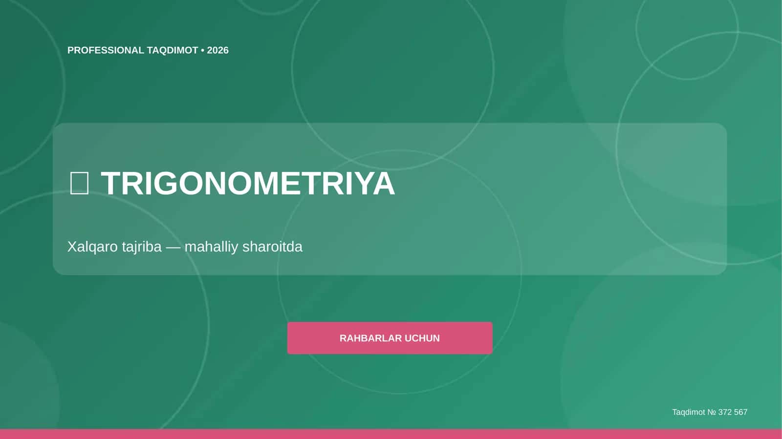 Trigonometriya: Xalqaro tajriba (mahalliy sharoitda) [rahbarlar uchun]