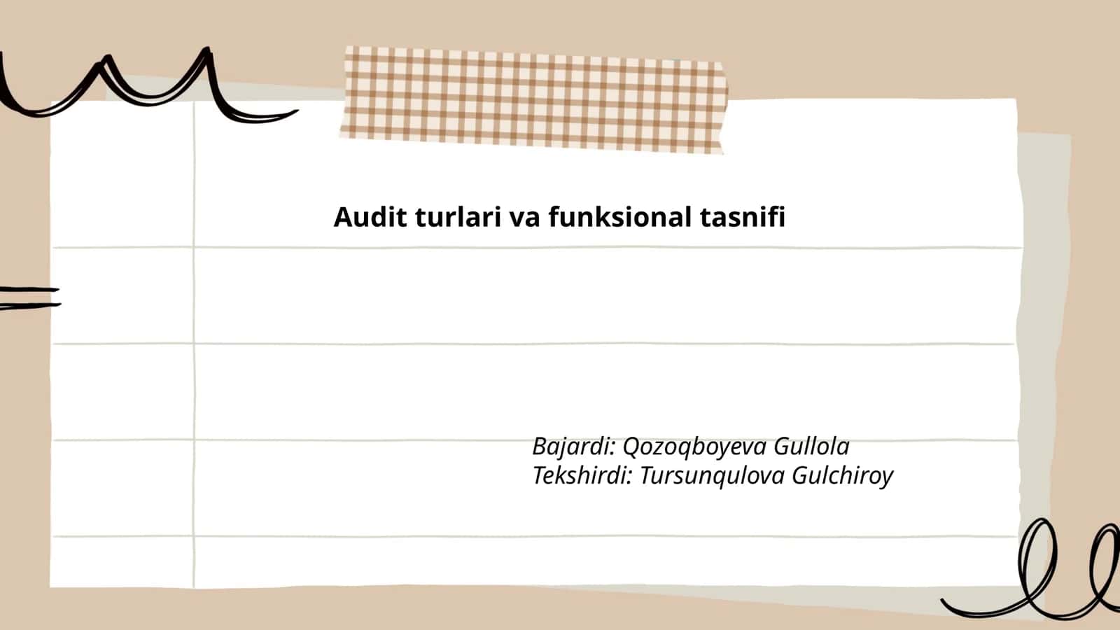 Audit turlari va funksional tasnifi