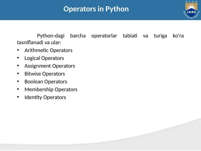 Operators in Python
