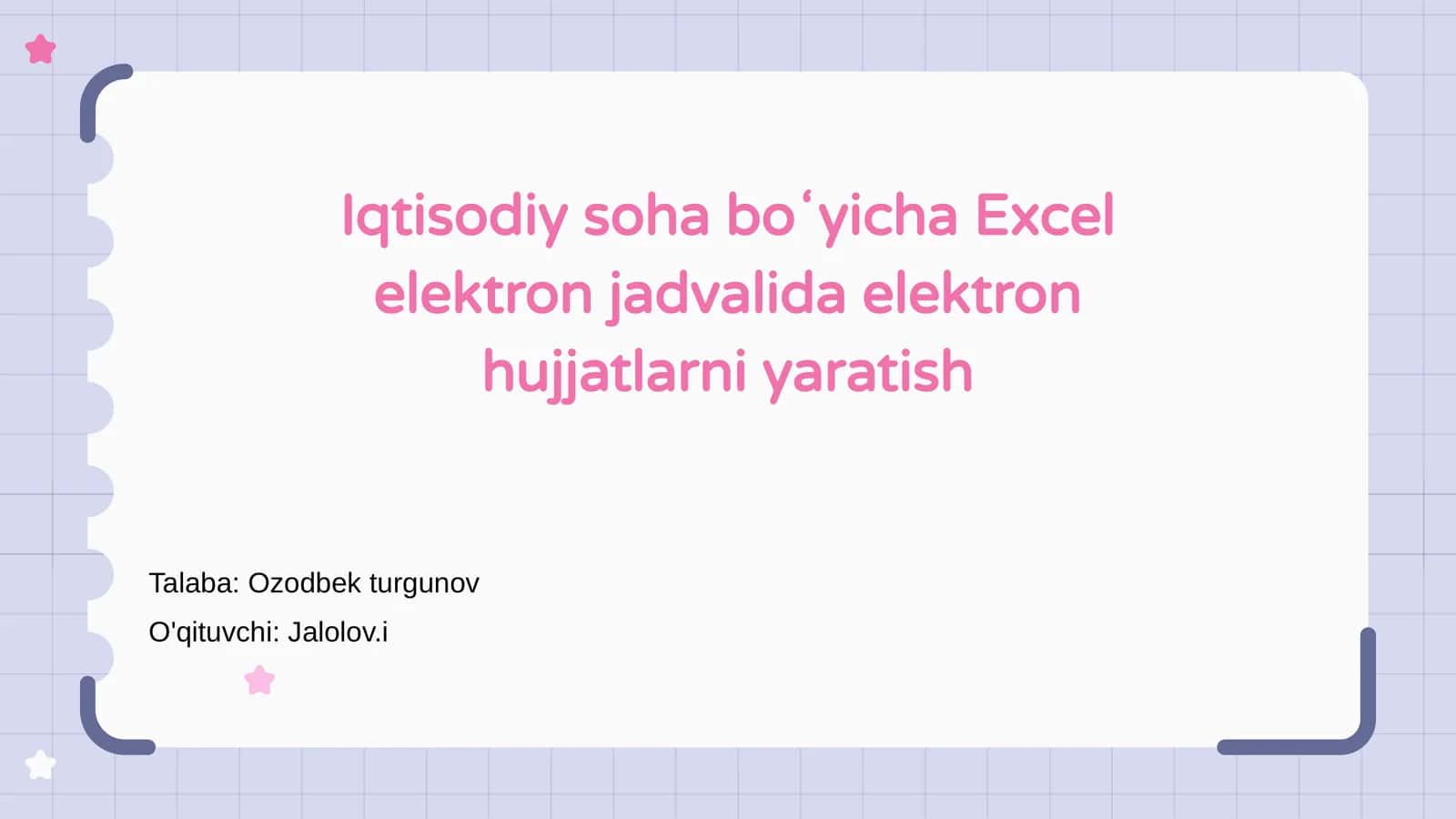 Iqtisodiy soha boʻyicha Excel asoslari