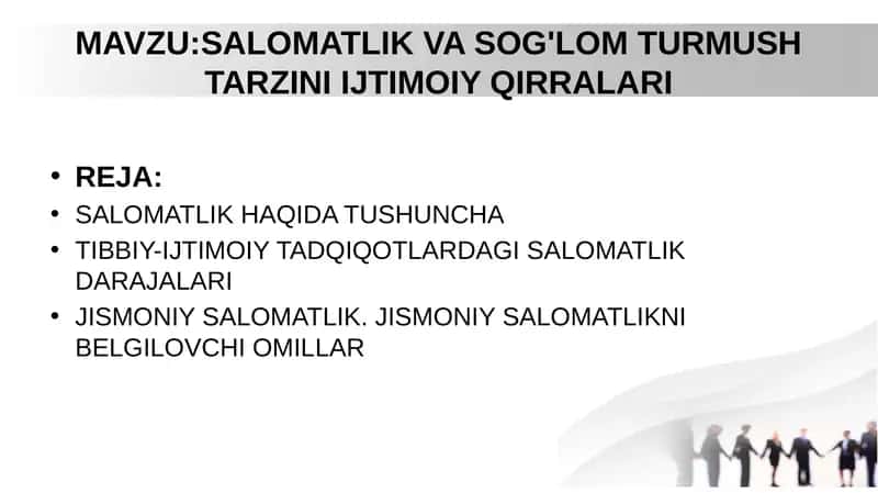 Salomatlik va Sog'lik Turmush Tarzini Ijtimoiy Qirollari