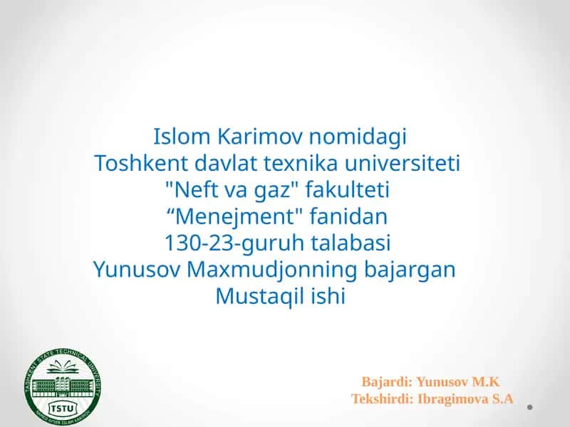 Neft va gazni boshqarish asoslari