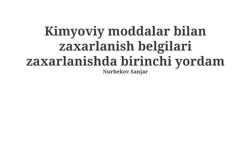 Kimyoviy zaharlanishning umumiy belgilari