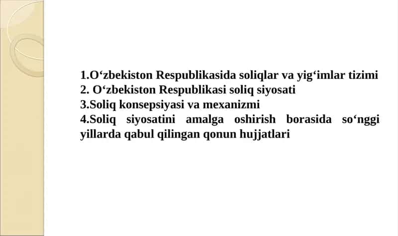 Oʻzbekiston Respublikasi soliq siyosati