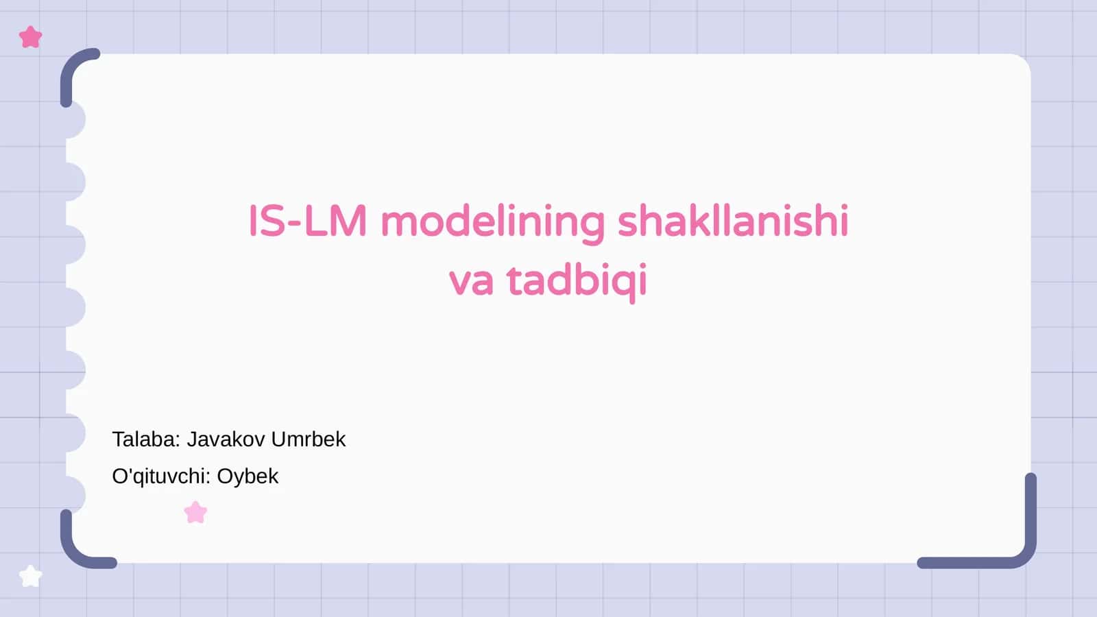IS-LM modelining shakllanishi va tadbiqi