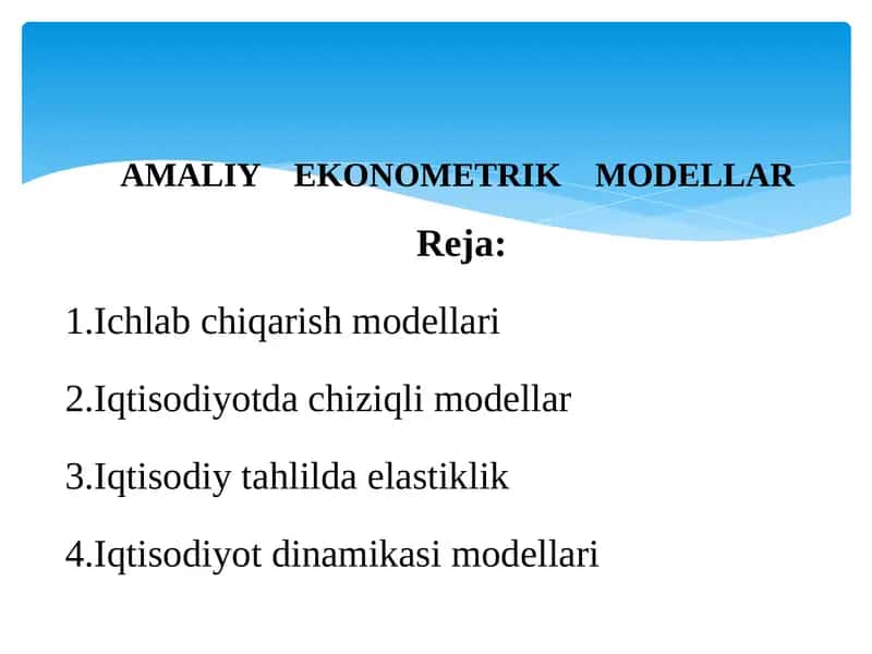Iqtisodiyotdachiziqlimodellar