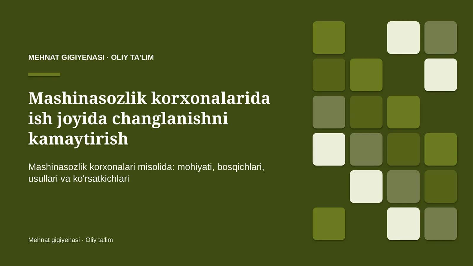 mashinasozlik korxonalarida ish joyida changlanishni kamaytirish 8789
