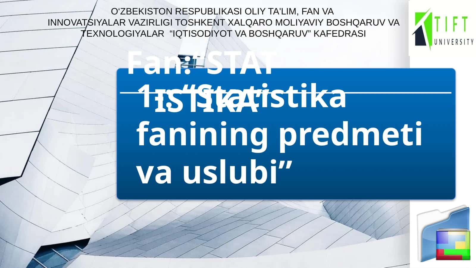Statistika fanining predmeti va uslubi