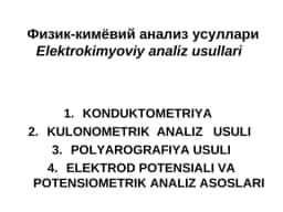 Elektrokimyoviy analiz usullari