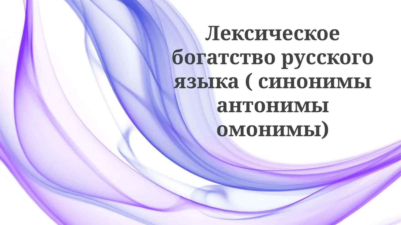 Лексическое богатство русского языка (синонимы, антонимы, омонимы)
