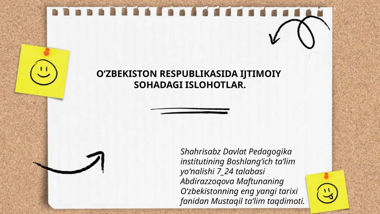 O‘ZBEKISTON RESPUBLIKASIDA IJTIMOIY SOHADAGI ISLOHOTLAR