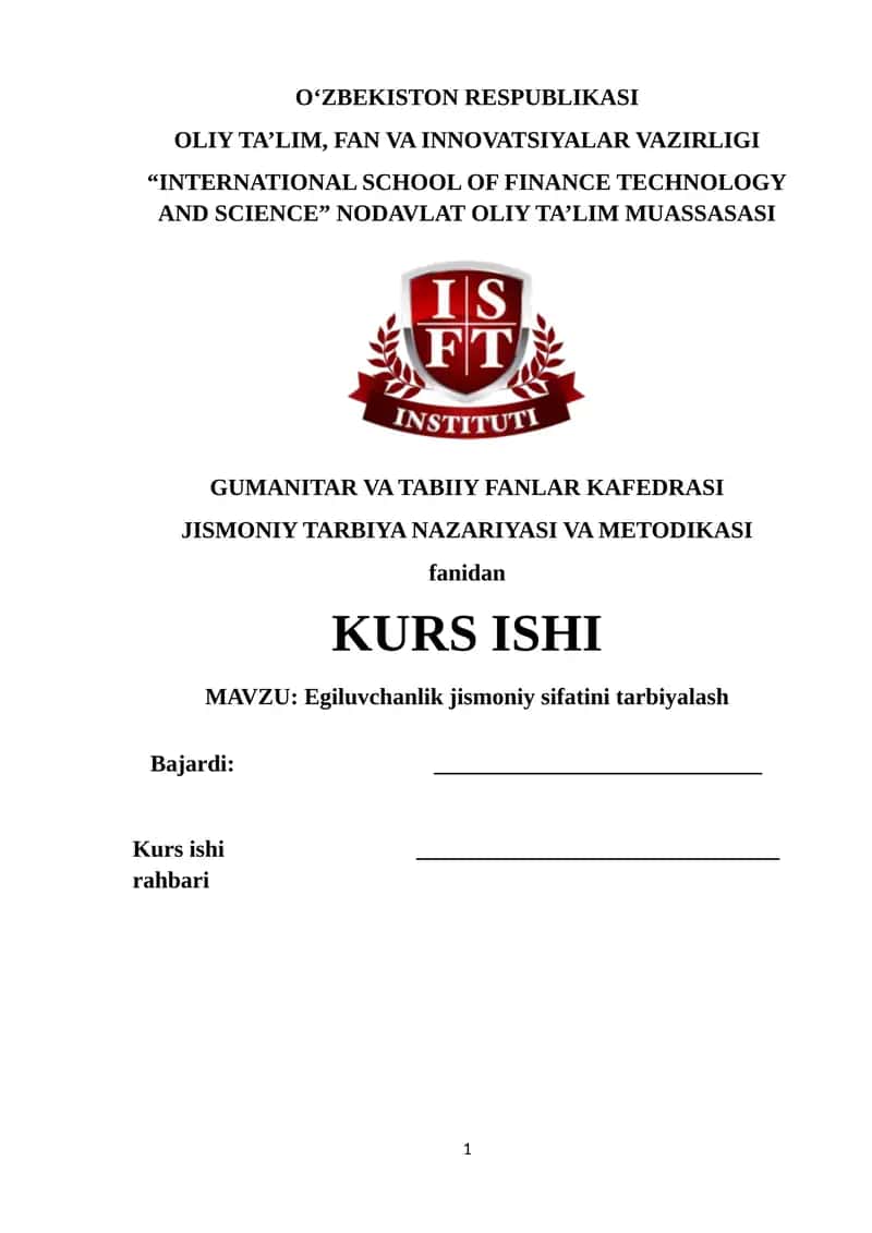 Egiluvchanlik jismoniy sifatini tarbiyalash