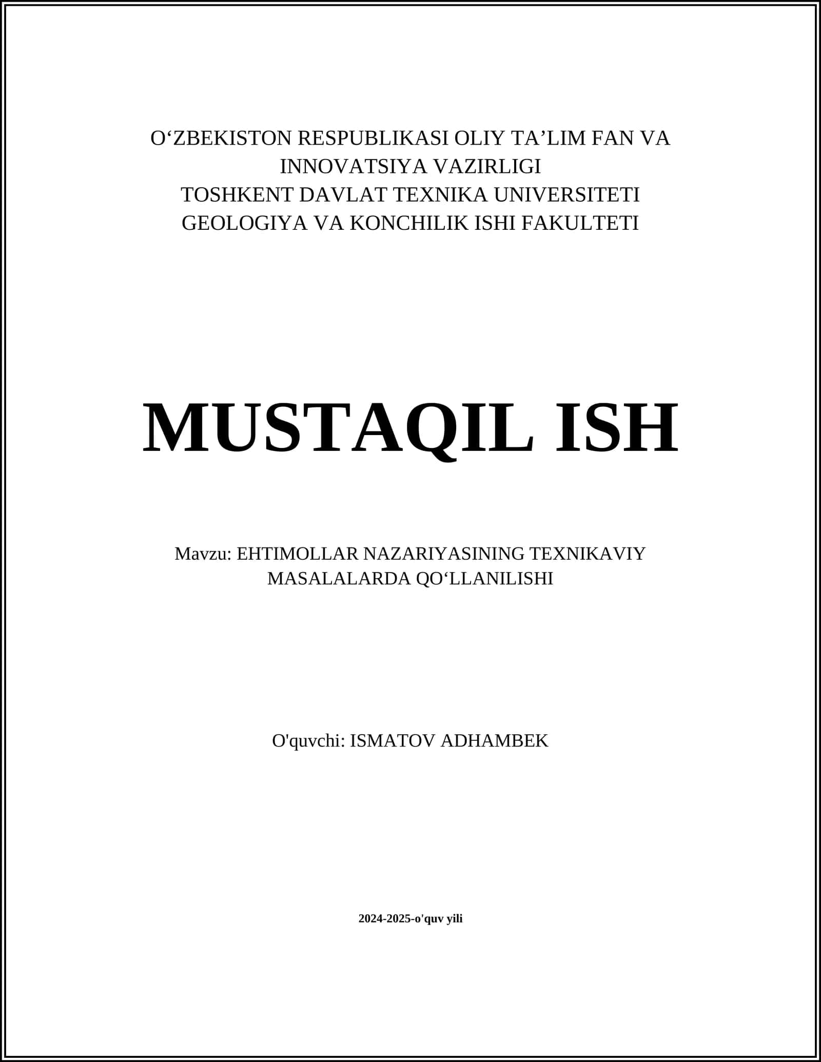 Ehtimollar nazariyasi