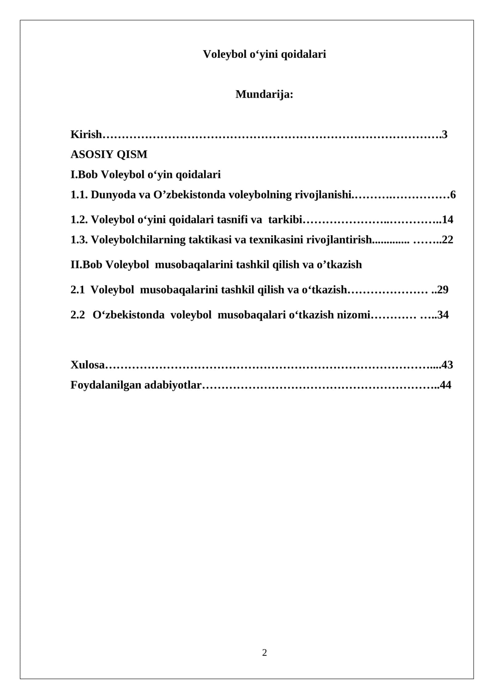 Voleybol o‘yini qoidalari