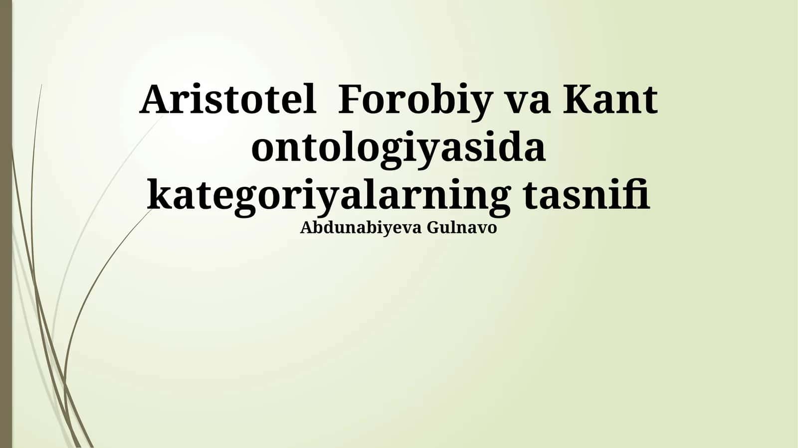 Kantning ontologiyasidagi kategoriyalar