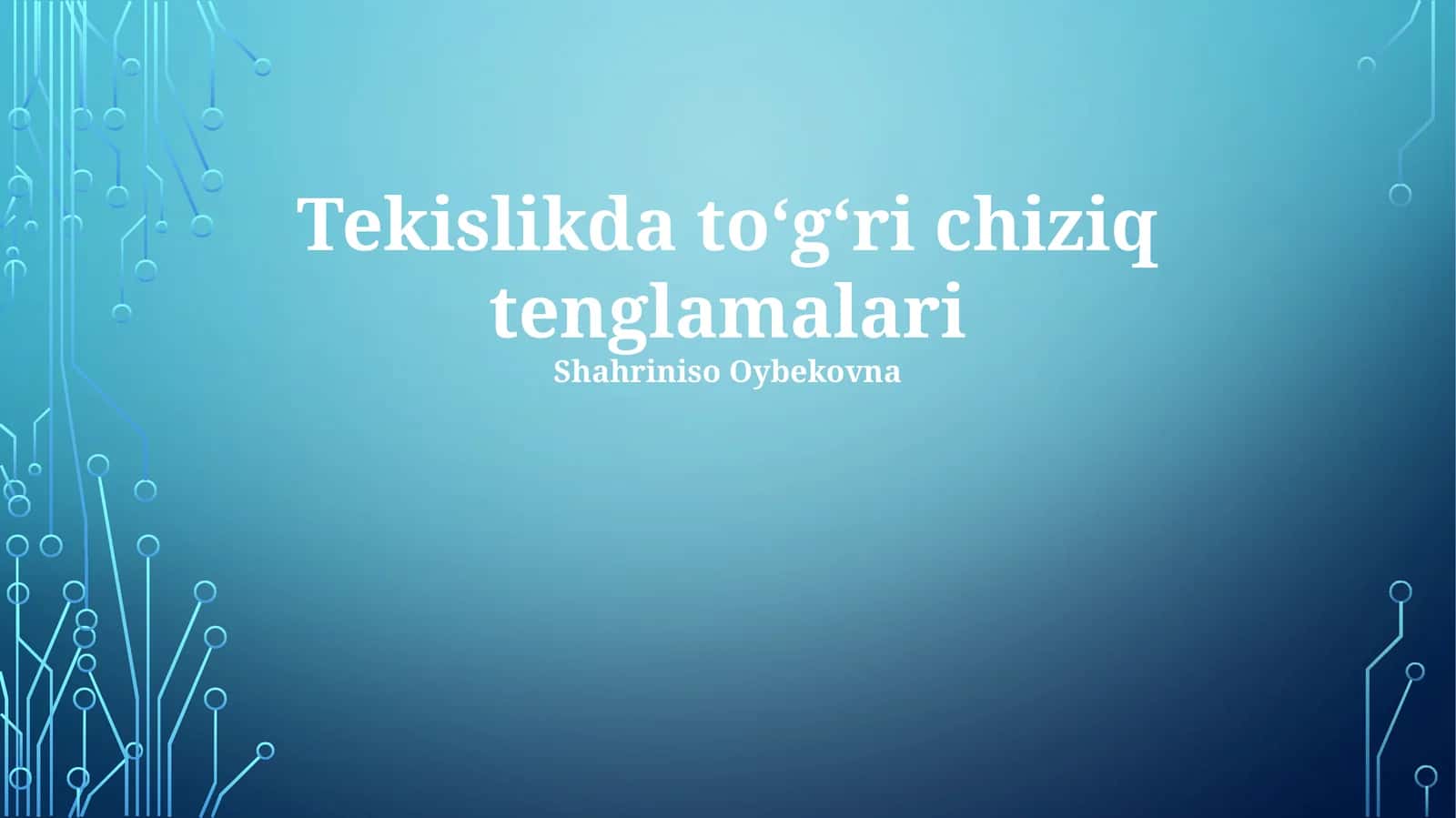 Tekislikda toʻgʻri chiziq tenglamalari