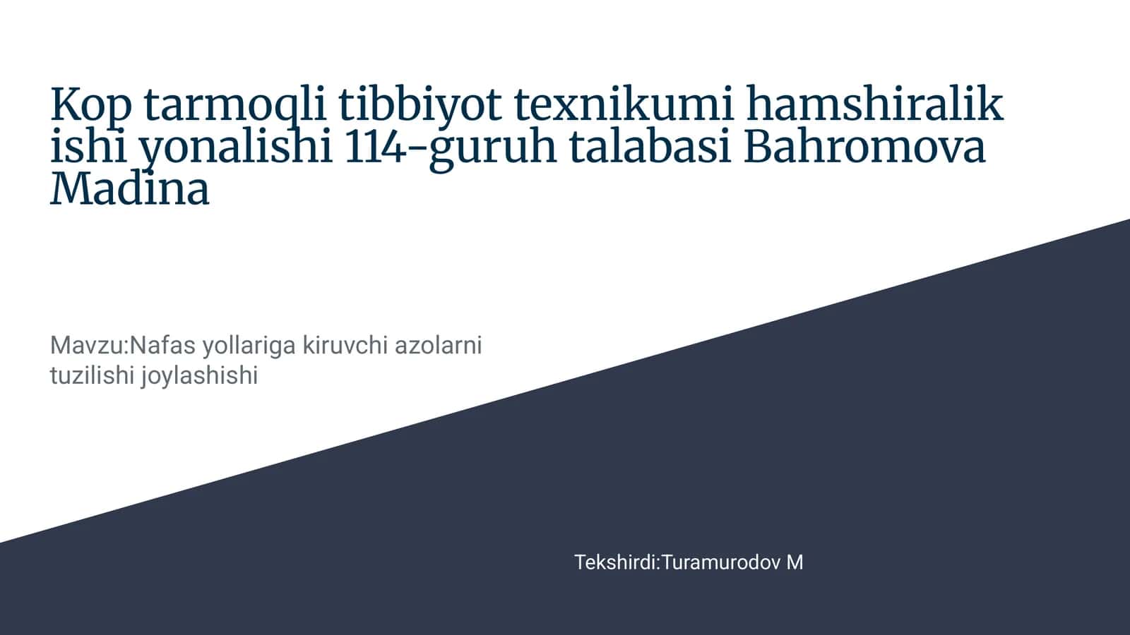 Kop tarmoqli tibbiyot texnikumi hamshiralik ishi