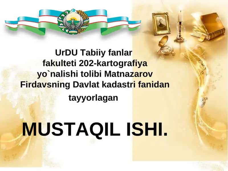 TEMIR YO`LLAR DAVLAT KADASTRI