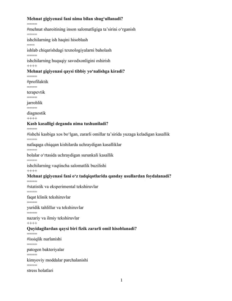 Mehnat gigiyenasi fani