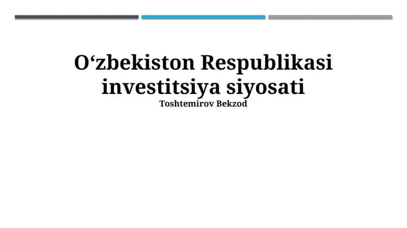 Investitsiya loyihalarini baholash va tanlash mexanizmlari