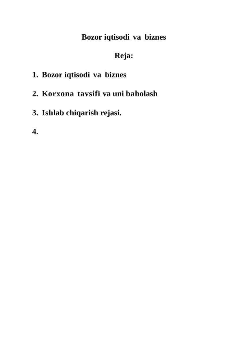 Bozor iqtisodi va biznes