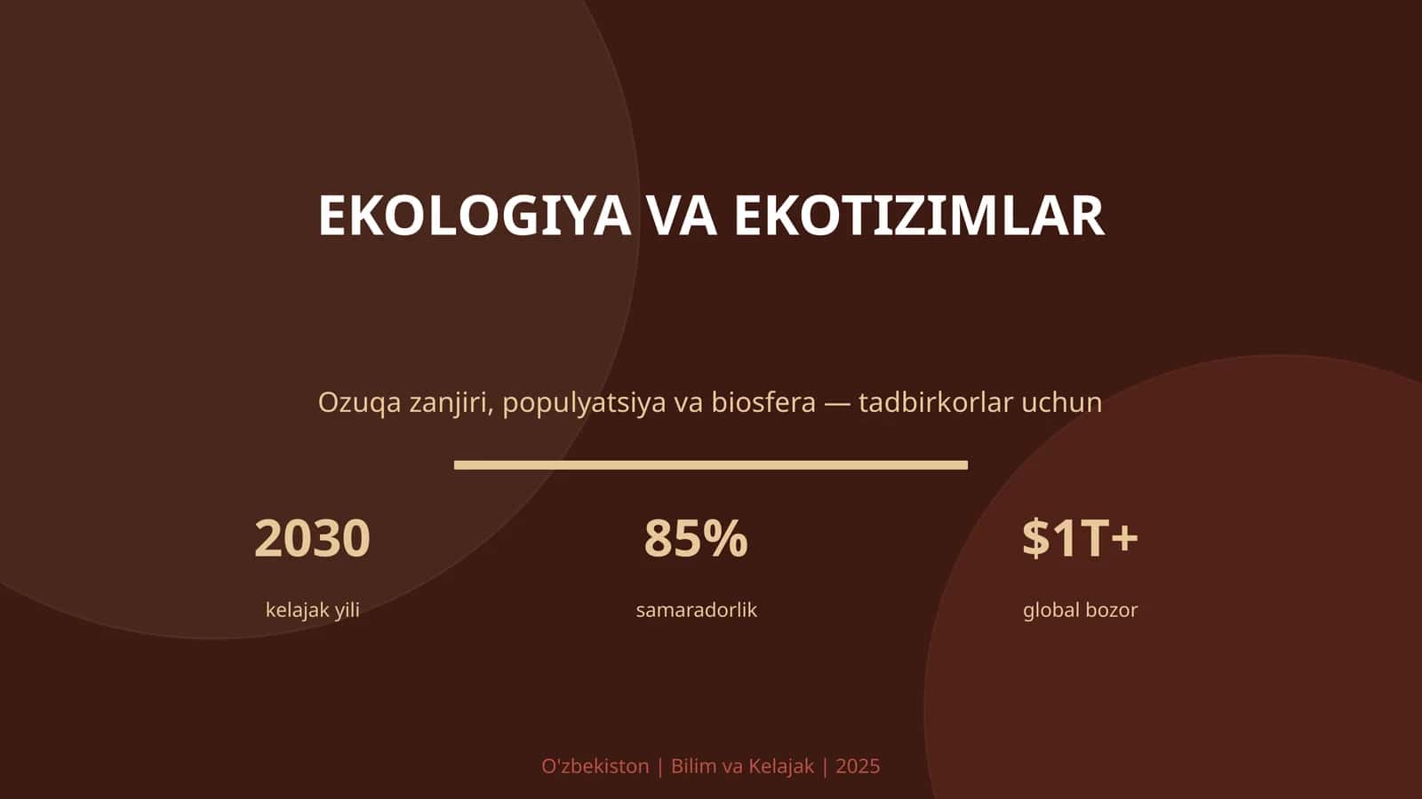 EKOLOGIYA VA EKOTIZIMLAR