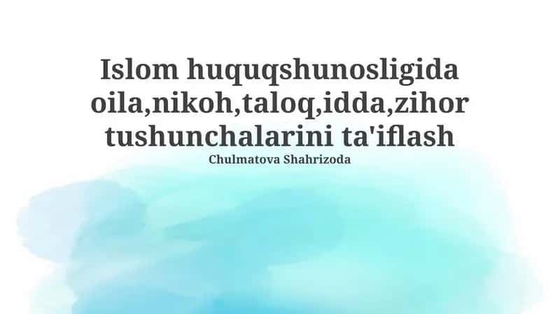 Nikoh, Talak va Ularning Turlari