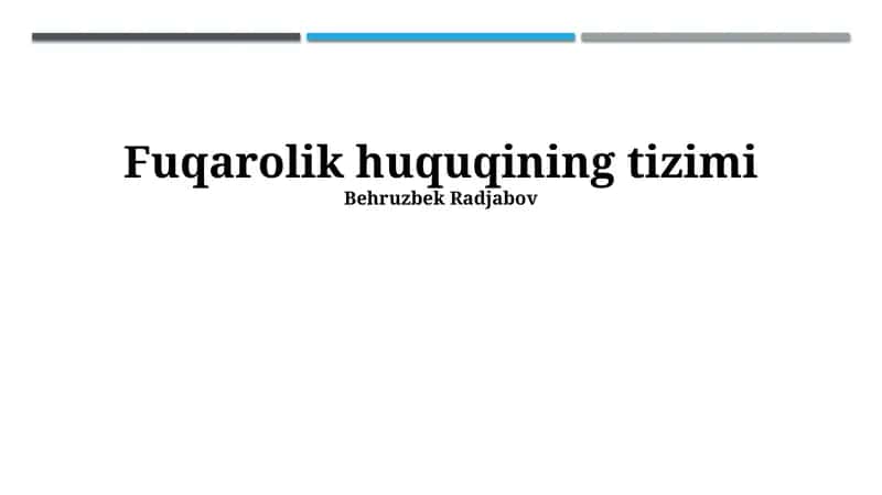 Fuqarolik huquqining tizimi