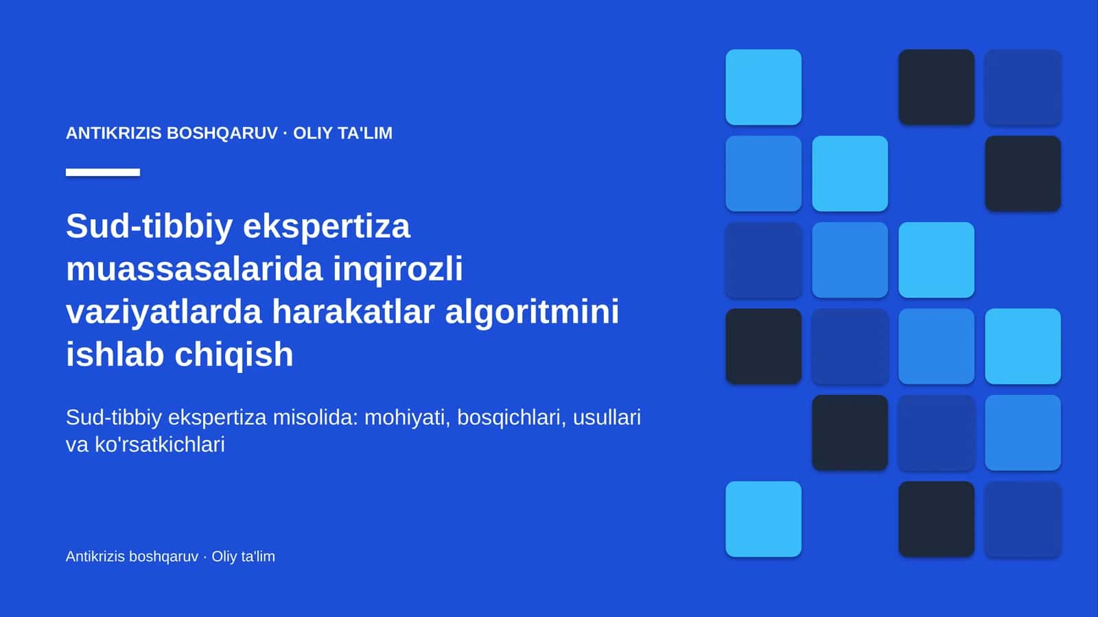 sud tibbiy ekspertiza muassasalarida inqirozli vaziyatlarda harakatlar algoritmini ishlab chiqish 5409